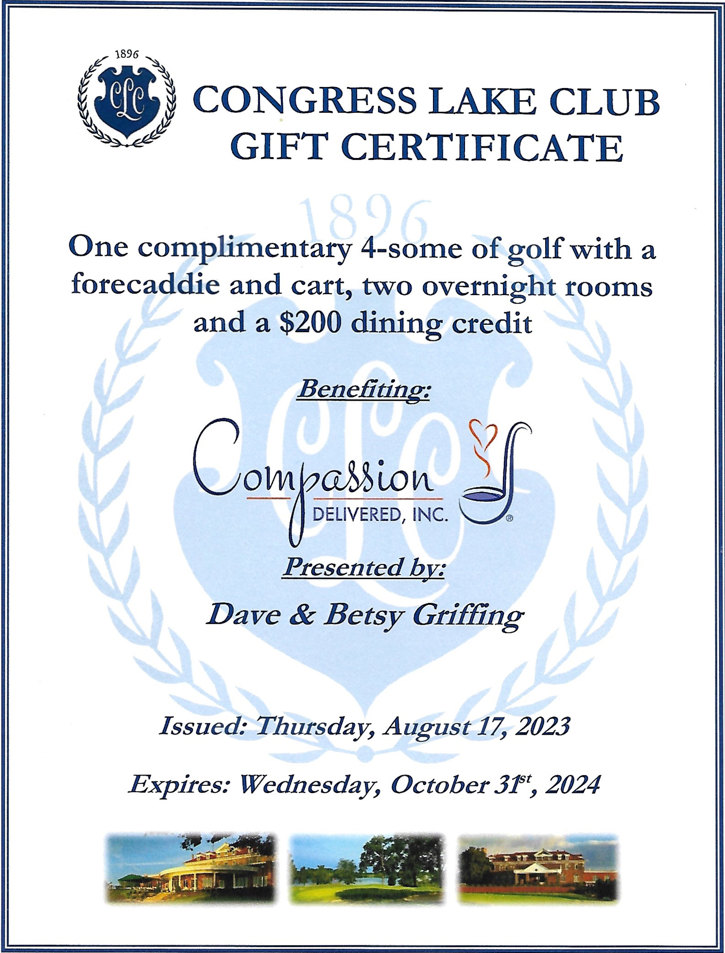 Congress Lake Golf Weekend Be the Change Gala 2023